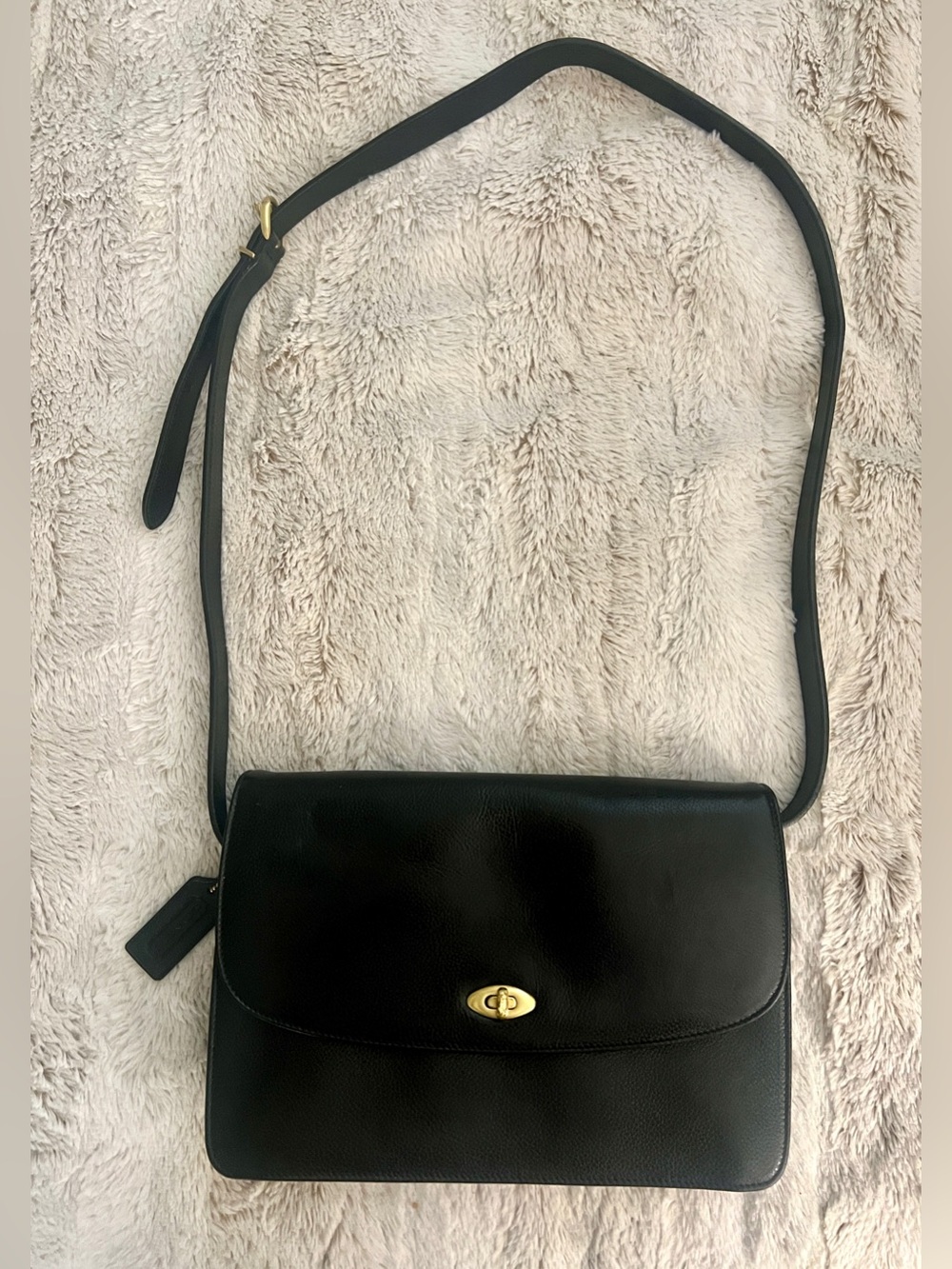 Vintage Coach Madison Royalton Black Crossbody with Gold Turn-Lock